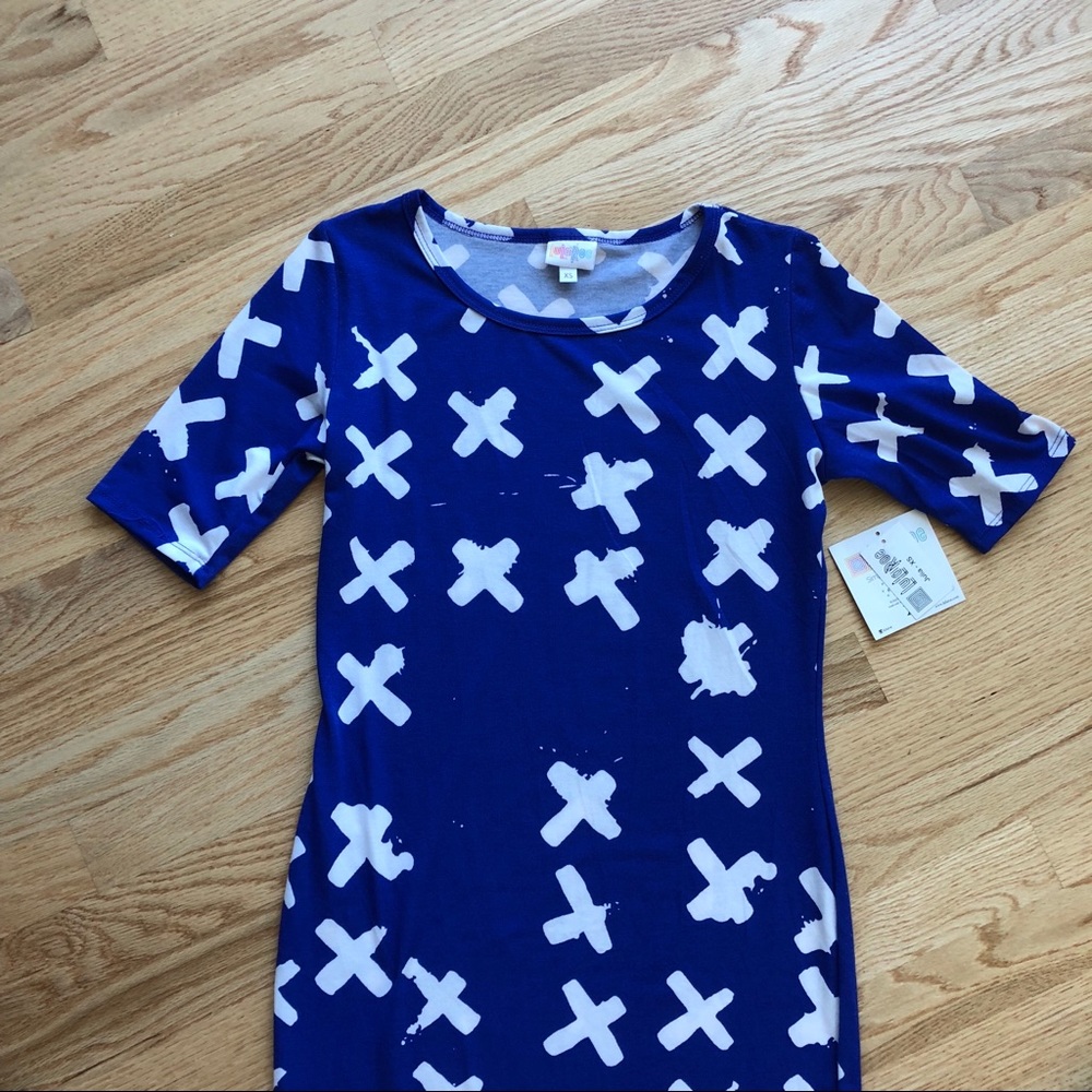 Blue and White LulaRoe Julia Dress - Picture 3 of 7
